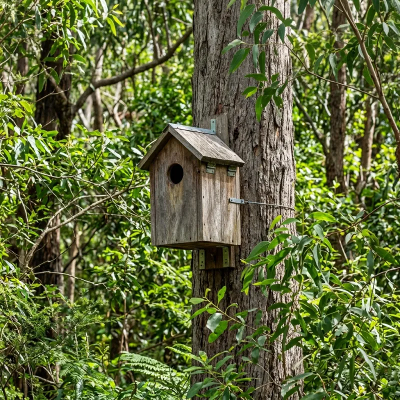 Animal nesting box installed as a humane alternative to a Redan roof cavity