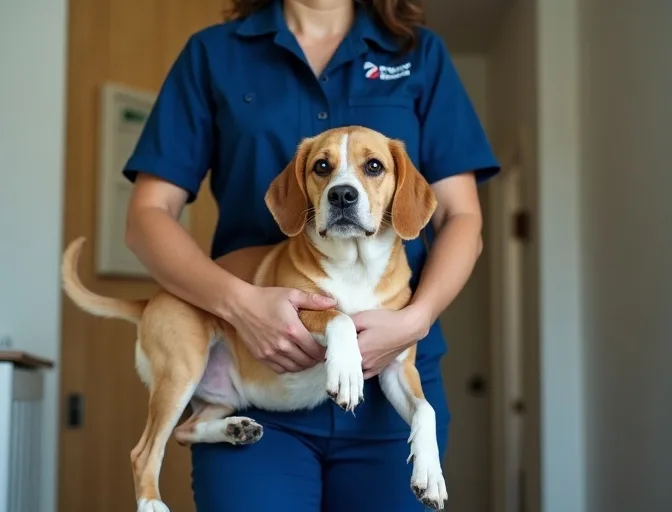 Technician respectfully transporting a deceased dog in Redan